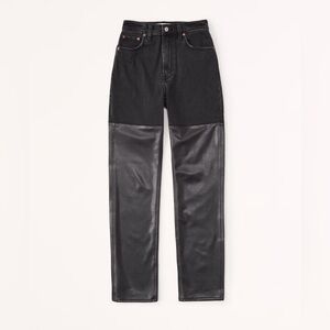 Abercrombie Curve Love 90s Straight Ultra High Rise Mixed Fabric Faux Leather